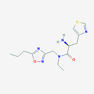 molecular formula C14H21N5O2S B4192660 N~1~-ethyl-N~1~-[(5-propyl-1,2,4-oxadiazol-3-yl)methyl]-3-(1,3-thiazol-4-yl)-L-alaninamide hydrochloride 