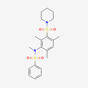 molecular formula C21H28N2O4S2 B4192668 N-methyl-N-[2,4,6-trimethyl-3-(1-piperidinylsulfonyl)phenyl]benzenesulfonamide 