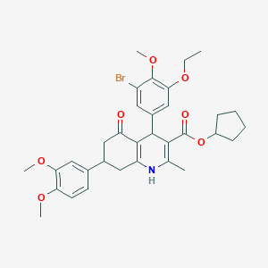 cyclopentyl 4-(3-bromo-5-ethoxy-4-methoxyphenyl)-7-(3,4-dimethoxyphenyl)-2-methyl-5-oxo-4,6,7,8-tetrahydro-1H-quinoline-3-carboxylate