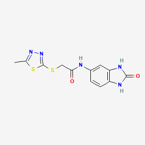 molecular formula C12H11N5O2S2 B4192705 2-[(5-methyl-1,3,4-thiadiazol-2-yl)thio]-N-(2-oxo-2,3-dihydro-1H-benzimidazol-5-yl)acetamide 