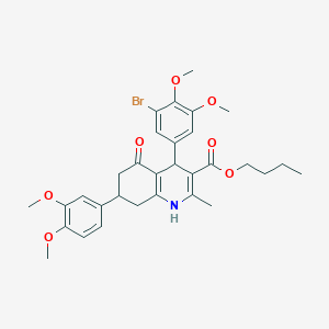 molecular formula C31H36BrNO7 B419271 Butyl 4-(3-bromo-4,5-dimethoxyphenyl)-7-(3,4-dimethoxyphenyl)-2-methyl-5-oxo-1,4,5,6,7,8-hexahydro-3-quinolinecarboxylate 