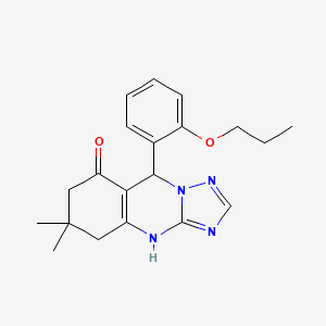 molecular formula C20H24N4O2 B4192716 6,6-dimethyl-9-(2-propoxyphenyl)-5,6,7,9-tetrahydro[1,2,4]triazolo[5,1-b]quinazolin-8(4H)-one 