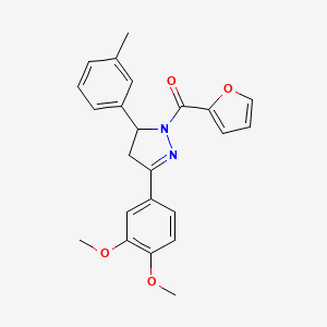 molecular formula C23H22N2O4 B4192718 3-(3,4-dimethoxyphenyl)-1-(2-furoyl)-5-(3-methylphenyl)-4,5-dihydro-1H-pyrazole 