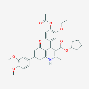 Cyclopentyl 4-[4-(acetyloxy)-3-ethoxyphenyl]-7-(3,4-dimethoxyphenyl)-2-methyl-5-oxo-1,4,5,6,7,8-hexahydro-3-quinolinecarboxylate