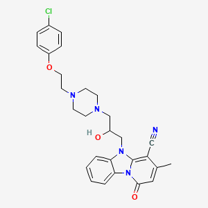 molecular formula C28H30ClN5O3 B4192741 5-(3-{4-[2-(4-chlorophenoxy)ethyl]-1-piperazinyl}-2-hydroxypropyl)-3-methyl-1-oxo-1,5-dihydropyrido[1,2-a]benzimidazole-4-carbonitrile 