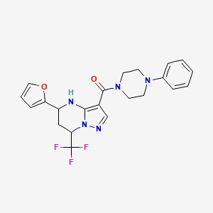molecular formula C22H22F3N5O2 B4192744 5-(2-furyl)-3-[(4-phenyl-1-piperazinyl)carbonyl]-7-(trifluoromethyl)-4,5,6,7-tetrahydropyrazolo[1,5-a]pyrimidine 