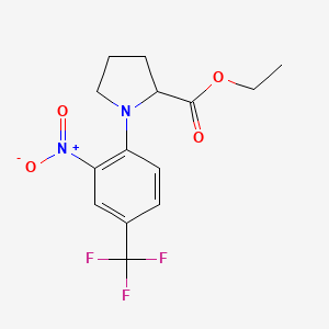 molecular formula C14H15F3N2O4 B4192798 ethyl 1-[2-nitro-4-(trifluoromethyl)phenyl]prolinate 