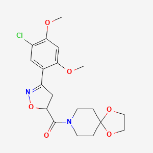 molecular formula C19H23ClN2O6 B4192823 8-{[3-(5-chloro-2,4-dimethoxyphenyl)-4,5-dihydro-5-isoxazolyl]carbonyl}-1,4-dioxa-8-azaspiro[4.5]decane 