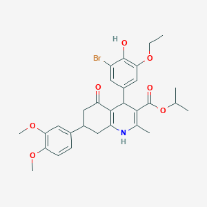 propan-2-yl 4-(3-bromo-5-ethoxy-4-hydroxyphenyl)-7-(3,4-dimethoxyphenyl)-2-methyl-5-oxo-4,6,7,8-tetrahydro-1H-quinoline-3-carboxylate