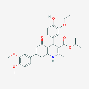molecular formula C30H35NO7 B419284 Isopropyl 7-(3,4-dimethoxyphenyl)-4-(3-ethoxy-4-hydroxyphenyl)-2-methyl-5-oxo-1,4,5,6,7,8-hexahydro-3-quinolinecarboxylate 