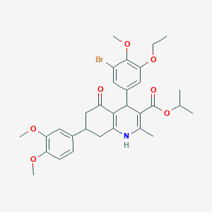 Isopropyl 4-(3-bromo-5-ethoxy-4-methoxyphenyl)-7-(3,4-dimethoxyphenyl)-2-methyl-5-oxo-1,4,5,6,7,8-hexahydro-3-quinolinecarboxylate