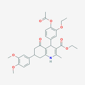 molecular formula C31H35NO8 B419288 Ethyl 4-[4-(acetyloxy)-3-ethoxyphenyl]-7-(3,4-dimethoxyphenyl)-2-methyl-5-oxo-1,4,5,6,7,8-hexahydro-3-quinolinecarboxylate 