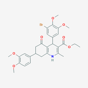 molecular formula C29H32BrNO7 B419291 Ethyl 4-(3-bromo-4,5-dimethoxyphenyl)-7-(3,4-dimethoxyphenyl)-2-methyl-5-oxo-1,4,5,6,7,8-hexahydro-3-quinolinecarboxylate 