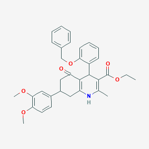 molecular formula C34H35NO6 B419294 Ethyl 4-[2-(benzyloxy)phenyl]-7-(3,4-dimethoxyphenyl)-2-methyl-5-oxo-1,4,5,6,7,8-hexahydro-3-quinolinecarboxylate 