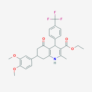 ethyl 7-(3,4-dimethoxyphenyl)-2-methyl-5-oxo-4-[4-(trifluoromethyl)phenyl]-4,6,7,8-tetrahydro-1H-quinoline-3-carboxylate