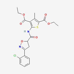 molecular formula C21H21ClN2O6S B4192988 diethyl 5-({[3-(2-chlorophenyl)-4,5-dihydro-5-isoxazolyl]carbonyl}amino)-3-methyl-2,4-thiophenedicarboxylate 