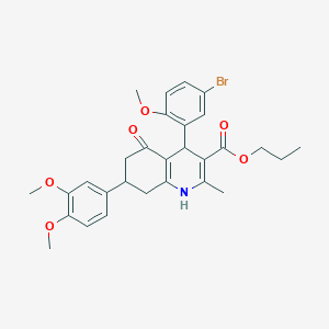 Propyl 4-(5-bromo-2-methoxyphenyl)-7-(3,4-dimethoxyphenyl)-2-methyl-5-oxo-1,4,5,6,7,8-hexahydro-3-quinolinecarboxylate