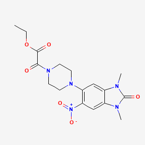 molecular formula C17H21N5O6 B4193058 ethyl [4-(1,3-dimethyl-6-nitro-2-oxo-2,3-dihydro-1H-benzimidazol-5-yl)-1-piperazinyl](oxo)acetate 