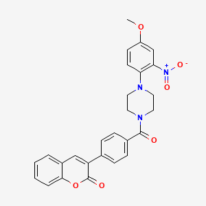 molecular formula C27H23N3O6 B4193064 3-(4-{[4-(4-methoxy-2-nitrophenyl)-1-piperazinyl]carbonyl}phenyl)-2H-chromen-2-one 