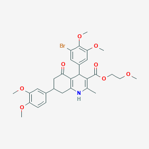 2-Methoxyethyl 4-(3-bromo-4,5-dimethoxyphenyl)-7-(3,4-dimethoxyphenyl)-2-methyl-5-oxo-1,4,5,6,7,8-hexahydro-3-quinolinecarboxylate