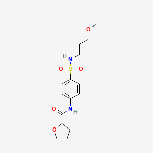 molecular formula C16H24N2O5S B4193087 N-(4-{[(3-ethoxypropyl)amino]sulfonyl}phenyl)tetrahydro-2-furancarboxamide 