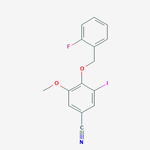 molecular formula C15H11FINO2 B4193109 4-[(2-fluorobenzyl)oxy]-3-iodo-5-methoxybenzonitrile 