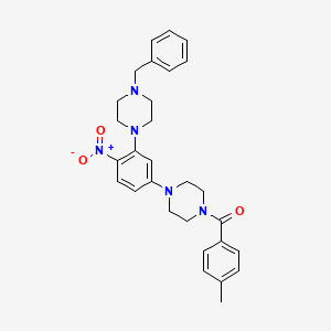 1-benzyl-4-{5-[4-(4-methylbenzoyl)-1-piperazinyl]-2-nitrophenyl}piperazine