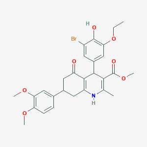 molecular formula C28H30BrNO7 B419313 Methyl 4-(3-bromo-5-ethoxy-4-hydroxyphenyl)-7-(3,4-dimethoxyphenyl)-2-methyl-5-oxo-1,4,5,6,7,8-hexahydro-3-quinolinecarboxylate 