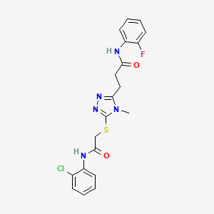 molecular formula C20H19ClFN5O2S B4193131 3-[5-({2-[(2-chlorophenyl)amino]-2-oxoethyl}thio)-4-methyl-4H-1,2,4-triazol-3-yl]-N-(2-fluorophenyl)propanamide 