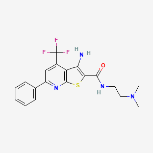 molecular formula C19H19F3N4OS B4193135 3-amino-N-[2-(dimethylamino)ethyl]-6-phenyl-4-(trifluoromethyl)thieno[2,3-b]pyridine-2-carboxamide 