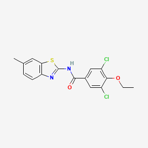 molecular formula C17H14Cl2N2O2S B4193163 3,5-dichloro-4-ethoxy-N-(6-methyl-1,3-benzothiazol-2-yl)benzamide 