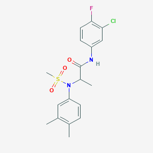 molecular formula C18H20ClFN2O3S B4193194 N~1~-(3-chloro-4-fluorophenyl)-N~2~-(3,4-dimethylphenyl)-N~2~-(methylsulfonyl)alaninamide 