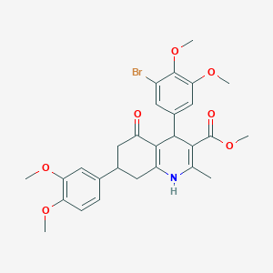molecular formula C28H30BrNO7 B419320 Methyl 4-(3-bromo-4,5-dimethoxyphenyl)-7-(3,4-dimethoxyphenyl)-2-methyl-5-oxo-1,4,5,6,7,8-hexahydro-3-quinolinecarboxylate 