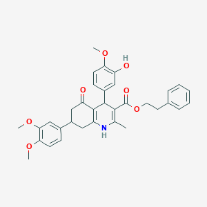 Phenethyl 7-(3,4-dimethoxyphenyl)-4-(3-hydroxy-4-methoxyphenyl)-2-methyl-5-oxo-1,4,5,6,7,8-hexahydroquinoline-3-carboxylate