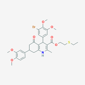 2-(Ethylsulfanyl)ethyl 4-(3-bromo-4,5-dimethoxyphenyl)-7-(3,4-dimethoxyphenyl)-2-methyl-5-oxo-1,4,5,6,7,8-hexahydro-3-quinolinecarboxylate
