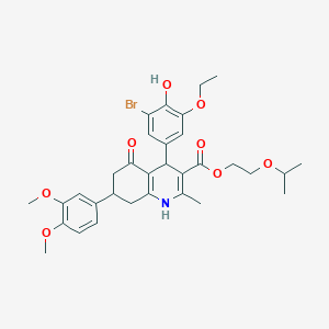 2-Isopropoxyethyl 4-(3-bromo-5-ethoxy-4-hydroxyphenyl)-7-(3,4-dimethoxyphenyl)-2-methyl-5-oxo-1,4,5,6,7,8-hexahydro-3-quinolinecarboxylate