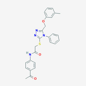 molecular formula C26H24N4O3S B419324 N-(4-acetylphenyl)-2-({5-[(3-methylphenoxy)methyl]-4-phenyl-4H-1,2,4-triazol-3-yl}sulfanyl)acetamide 