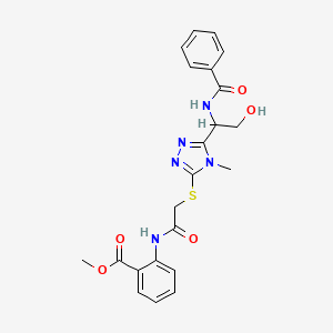 molecular formula C22H23N5O5S B4193251 methyl 2-{[({5-[1-(benzoylamino)-2-hydroxyethyl]-4-methyl-4H-1,2,4-triazol-3-yl}thio)acetyl]amino}benzoate 