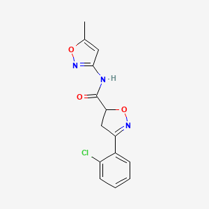 molecular formula C14H12ClN3O3 B4193273 3-(2-chlorophenyl)-N-(5-methyl-3-isoxazolyl)-4,5-dihydro-5-isoxazolecarboxamide 