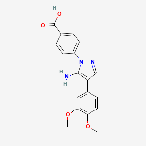 molecular formula C18H17N3O4 B4193274 4-[5-amino-4-(3,4-dimethoxyphenyl)-1H-pyrazol-1-yl]benzoic acid 