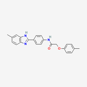 molecular formula C23H21N3O2 B4193278 N-[4-(5-methyl-1H-benzimidazol-2-yl)phenyl]-2-(4-methylphenoxy)acetamide 
