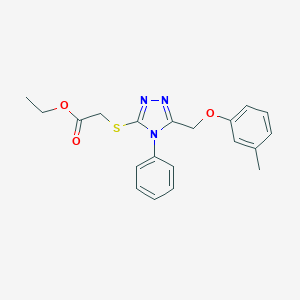 molecular formula C20H21N3O3S B419328 ethyl ({5-[(3-methylphenoxy)methyl]-4-phenyl-4H-1,2,4-triazol-3-yl}sulfanyl)acetate 