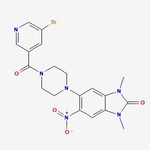 molecular formula C19H19BrN6O4 B4193288 5-{4-[(5-bromo-3-pyridinyl)carbonyl]-1-piperazinyl}-1,3-dimethyl-6-nitro-1,3-dihydro-2H-benzimidazol-2-one 
