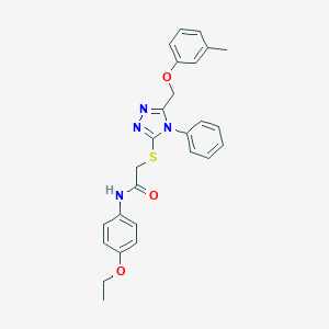 molecular formula C26H26N4O3S B419331 N-(4-ethoxyphenyl)-2-({5-[(3-methylphenoxy)methyl]-4-phenyl-4H-1,2,4-triazol-3-yl}sulfanyl)acetamide 