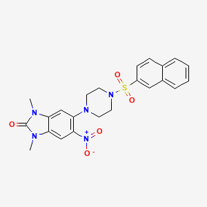 molecular formula C23H23N5O5S B4193310 1,3-dimethyl-5-[4-(2-naphthylsulfonyl)-1-piperazinyl]-6-nitro-1,3-dihydro-2H-benzimidazol-2-one 