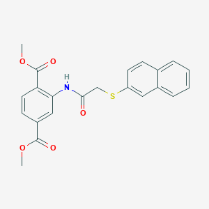 molecular formula C22H19NO5S B4193339 dimethyl 2-{[(2-naphthylthio)acetyl]amino}terephthalate 