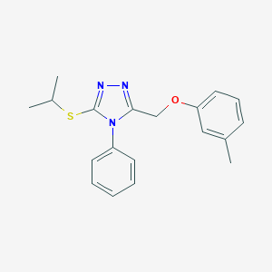 molecular formula C19H21N3OS B419334 3-[(3-Methylphenoxy)methyl]-4-phenyl-5-propan-2-ylsulfanyl-1,2,4-triazole 