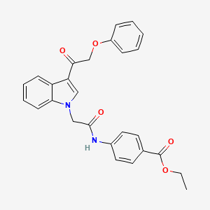 molecular formula C27H24N2O5 B4193350 ethyl 4-({[3-(phenoxyacetyl)-1H-indol-1-yl]acetyl}amino)benzoate 
