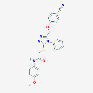 molecular formula C25H21N5O3S B419336 2-({5-[(4-cyanophenoxy)methyl]-4-phenyl-4H-1,2,4-triazol-3-yl}sulfanyl)-N-(4-methoxyphenyl)acetamide 