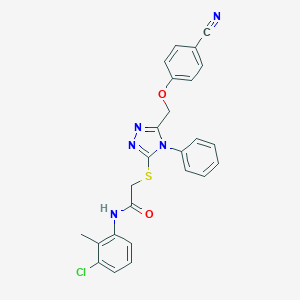 molecular formula C25H20ClN5O2S B419339 N-(3-chloro-2-methylphenyl)-2-({5-[(4-cyanophenoxy)methyl]-4-phenyl-4H-1,2,4-triazol-3-yl}sulfanyl)acetamide 